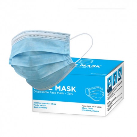 Zaščitna maska z elastiko za enkratno uporabo - 3slojna